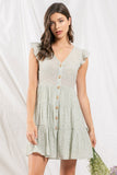 Speckled Button Up Mini Dress