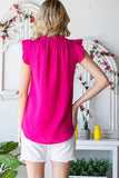 Solid Ruffle Mock Neck Blouse