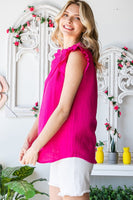 Solid Ruffle Mock Neck Blouse