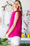 Solid Ruffle Mock Neck Blouse