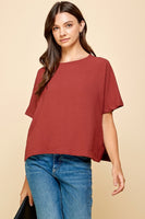 Oversized Solid Top with Half Sleeves