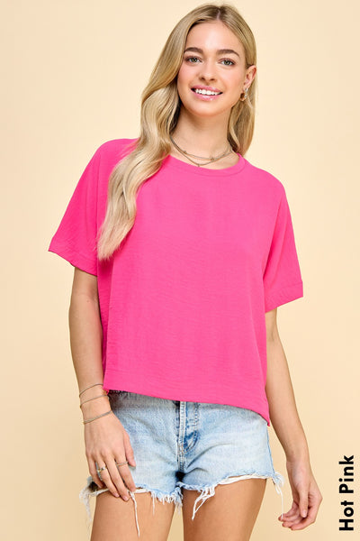Oversized Solid Top with Half Sleeves
