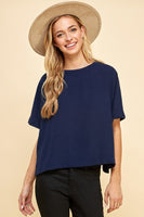 Oversized Solid Top with Half Sleeves