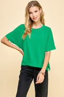 Oversized Solid Top with Half Sleeves