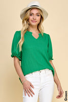 Solid Ruffled V Neck Detail Top