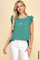 Solid Dot Ruffle Sleeve Top
