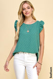 Solid Dot Ruffle Sleeve Top