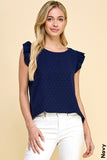 Solid Dot Ruffle Sleeve Top