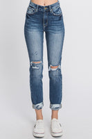 Petra Destroyed Super High Rise Stretch Mom Jeans