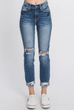Petra Destroyed Super High Rise Stretch Mom Jeans