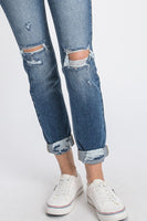 Petra Destroyed Super High Rise Stretch Mom Jeans