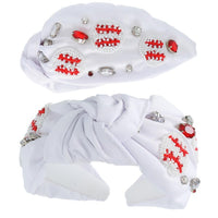 Baseball Beaded and Jeweled Top Knot Headband