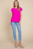 Solid Muscle Sleeve Round Neck Loose Fit Top