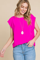 Solid Muscle Sleeve Round Neck Loose Fit Top