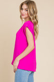 Solid Muscle Sleeve Round Neck Loose Fit Top