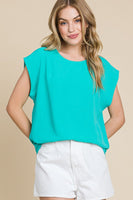 Solid Muscle Sleeve Round Neck Loose Fit Top