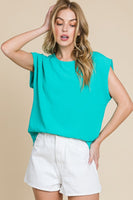 Solid Muscle Sleeve Round Neck Loose Fit Top