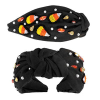 Candy Corn Beaded Top Knot Headband