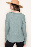 Staccato Exposed Stitching Long Sleeve Ribbed Long Sleeve Top