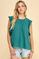 Sleeveless Ruffled Solid Top