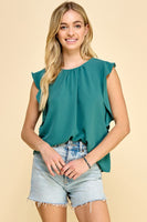 Sleeveless Ruffled Solid Top