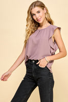 Sleeveless Ruffled Solid Top