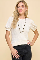 Puff Sleeve Detailed Cream Top