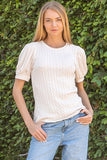Puff Sleeve Detailed Cream Top