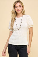 Puff Sleeve Detailed Cream Top