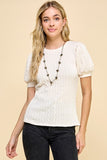 Puff Sleeve Detailed Cream Top