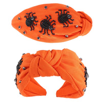 Orange Beaded Spider Knotted Headband