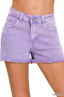 Acid Washed Frayed Cutoff Hem Shorts