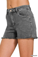 Acid Washed Frayed Cutoff Hem Shorts