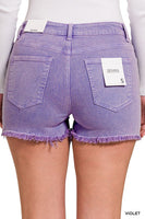 Acid Washed Frayed Cutoff Hem Shorts