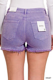 Acid Washed Frayed Cutoff Hem Shorts