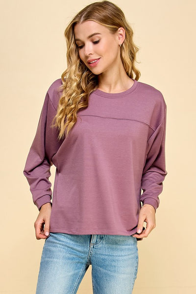Solid Sweatshirt with Detail Contrast