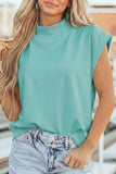 Solid Color High Neck Cap Sleeve Loose Top S-4X