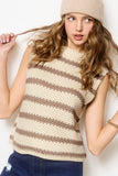 MCS3584-Classic Chunky Striped Sleeveless Sweater Top