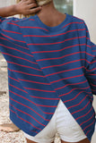 LDC Stripe Stylish Overlap Detail Drop Shoulder Sweatshirt
