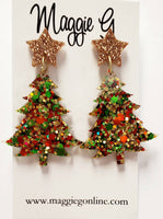 Christmas Tree Multi Resin Earrings
