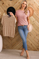 Women Casual Lattice Textured Knit Sweater Top
