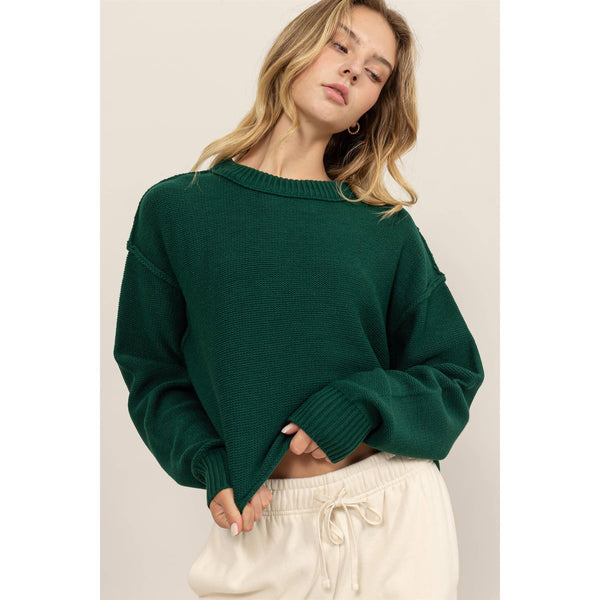 CROPPED OVERSIZED KNIT SWEATER