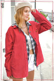JKT1767-Loose Fit Button Down Corduroy Shacket with Pockets