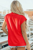 Solid Color High Neck Cap Sleeve Loose Top S-4X