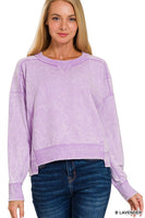 French Terry Acid Wash Raw Edge Pull Over