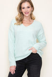 Super Soft Yarn Fleece V Neck Sweater