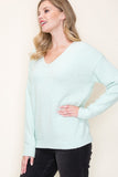 Super Soft Yarn Fleece V Neck Sweater