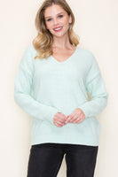 Super Soft Yarn Fleece V Neck Sweater