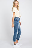 Petra153 Petite High Rise Stretch Straight W/ Cuffed Hem Jeans