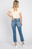 Petra153 Petite High Rise Stretch Straight W/ Cuffed Hem Jeans